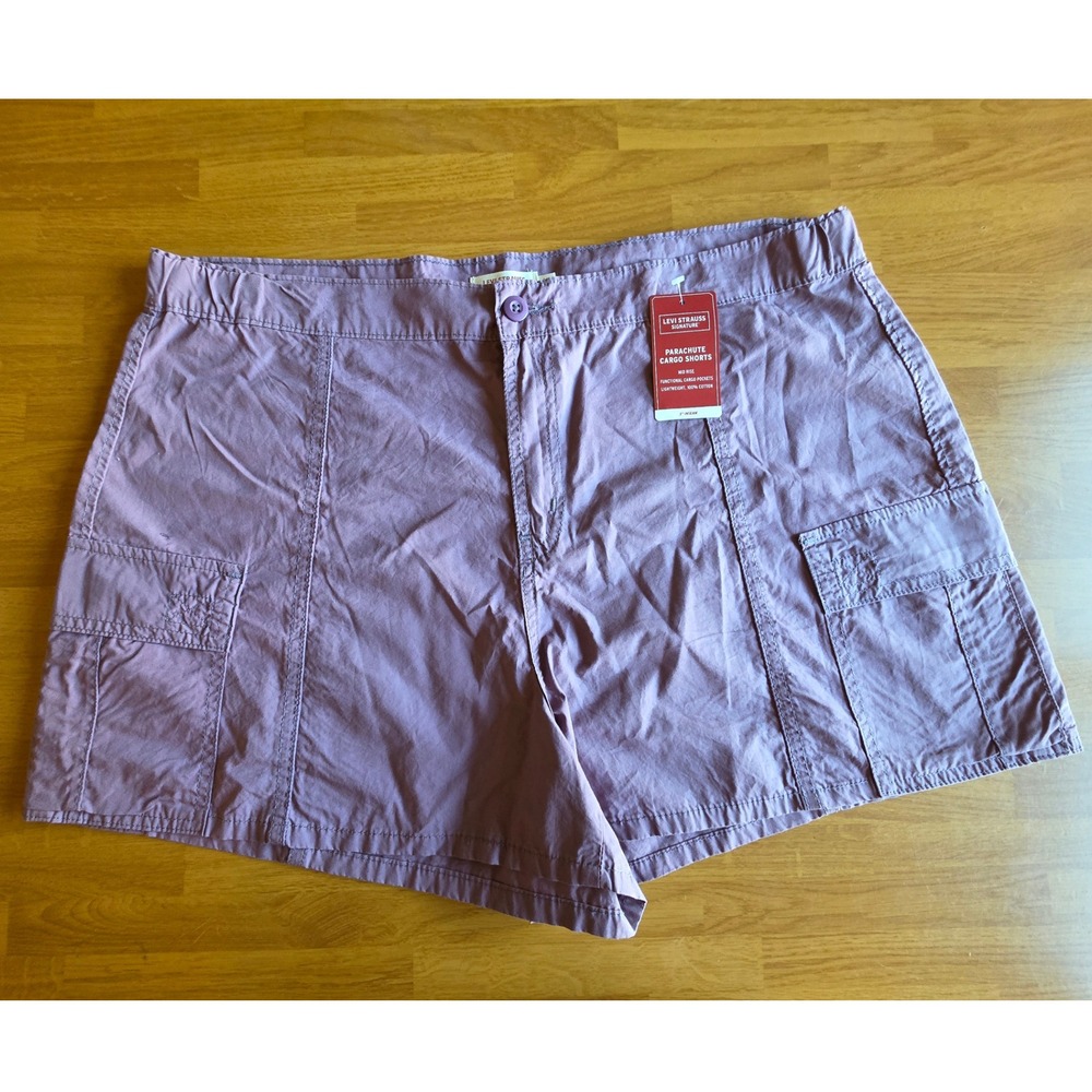 Levi Strauss Signature Womens Parachute Cargo Shorts Mauve Purple XL 3in Inseam